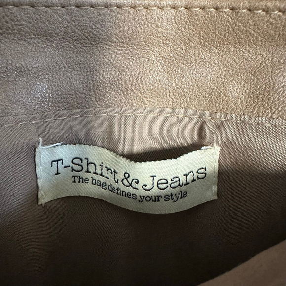 T-Shirt & Jeans Tan Laser Cut Crossbody Bag geometric ball chain strap purse - Picture 8 of 16